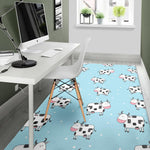 Doodle Cow Pattern Print Area Rug GearFrost