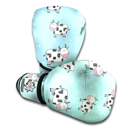 Doodle Cow Pattern Print Boxing Gloves