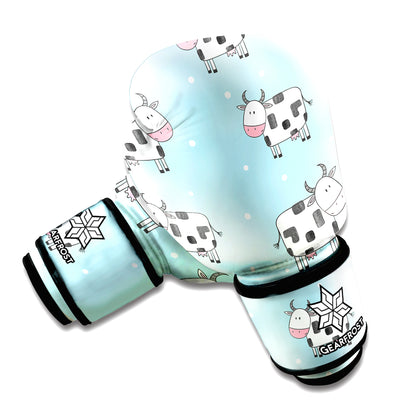 Doodle Cow Pattern Print Boxing Gloves