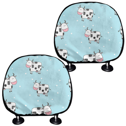 Doodle Cow Pattern Print Car Headrest Covers