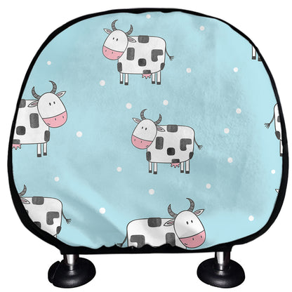 Doodle Cow Pattern Print Car Headrest Covers