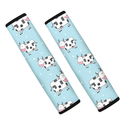 Doodle Cow Pattern Print Car Seat Belt Covers
