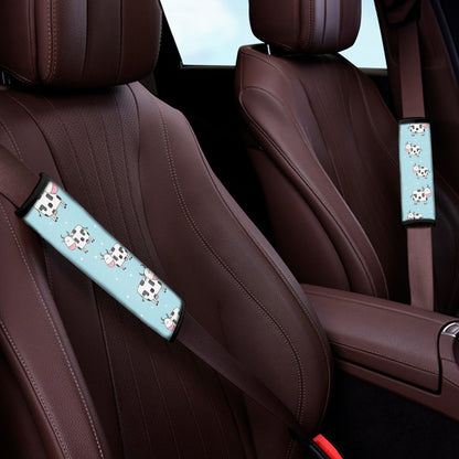 Doodle Cow Pattern Print Car Seat Belt Covers