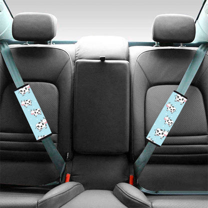 Doodle Cow Pattern Print Car Seat Belt Covers