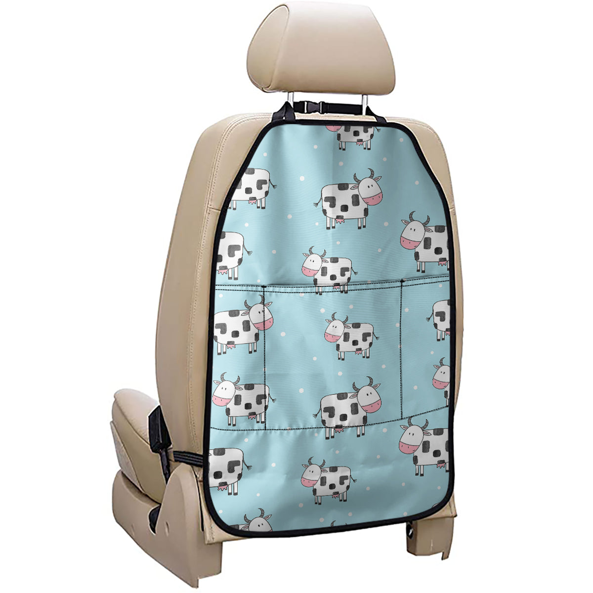 Doodle Cow Pattern Print Car Seat Organizers