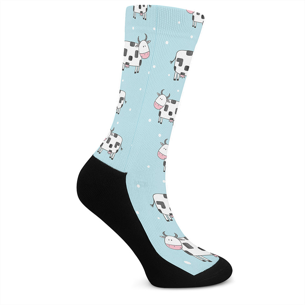 Doodle Cow Pattern Print Crew Socks