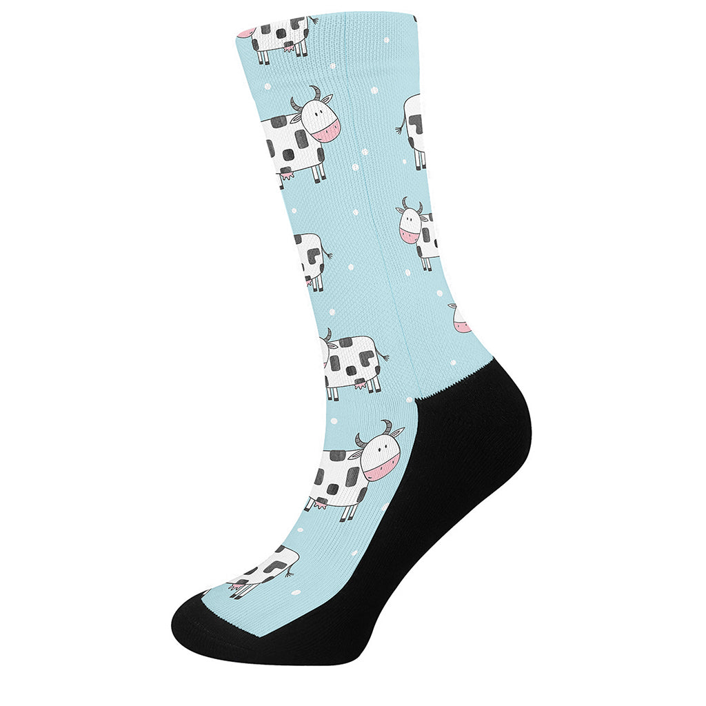 Doodle Cow Pattern Print Crew Socks