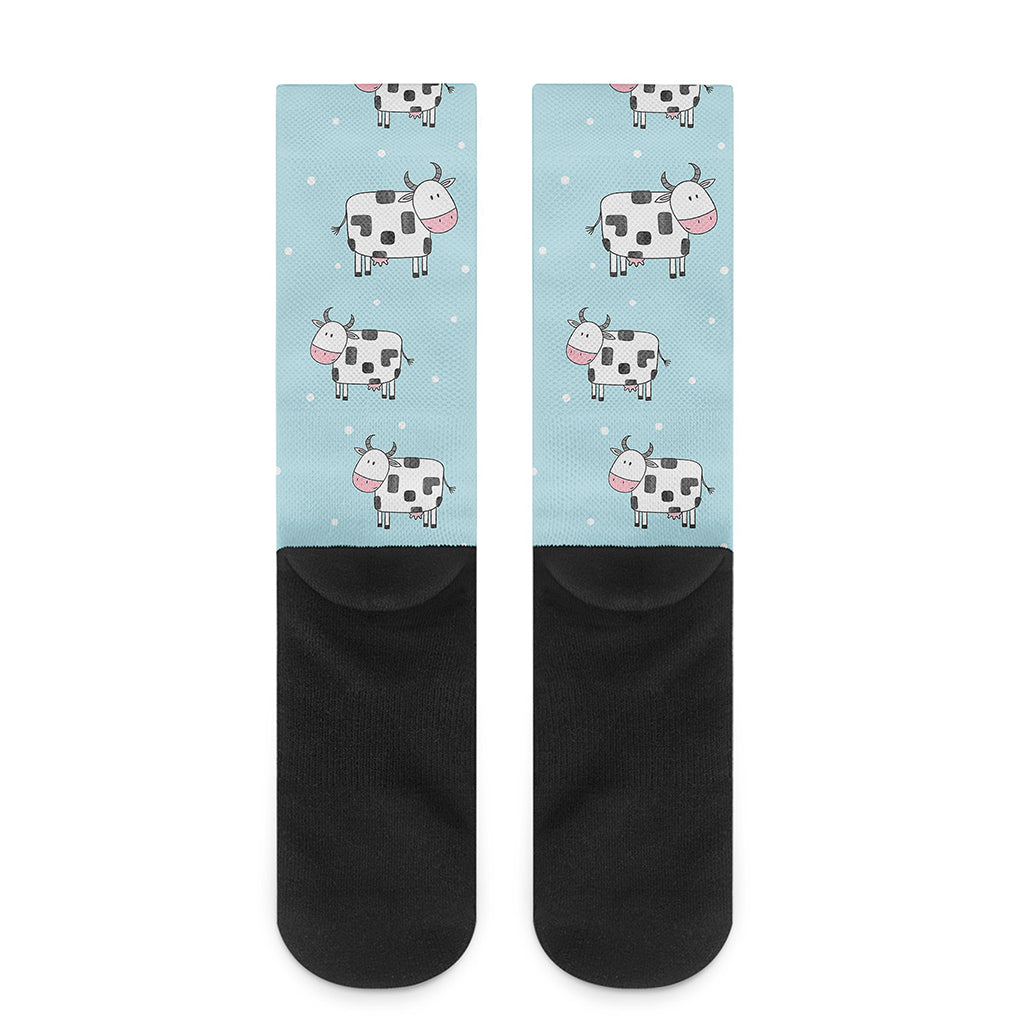 Doodle Cow Pattern Print Crew Socks