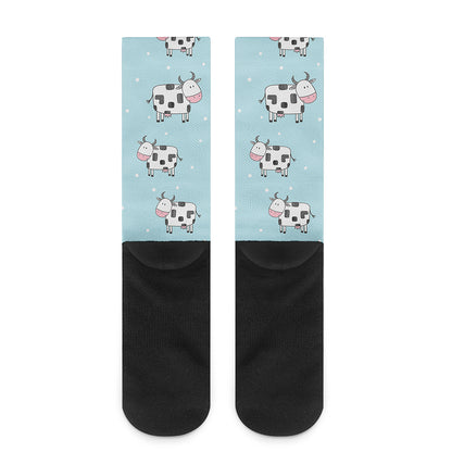 Doodle Cow Pattern Print Crew Socks