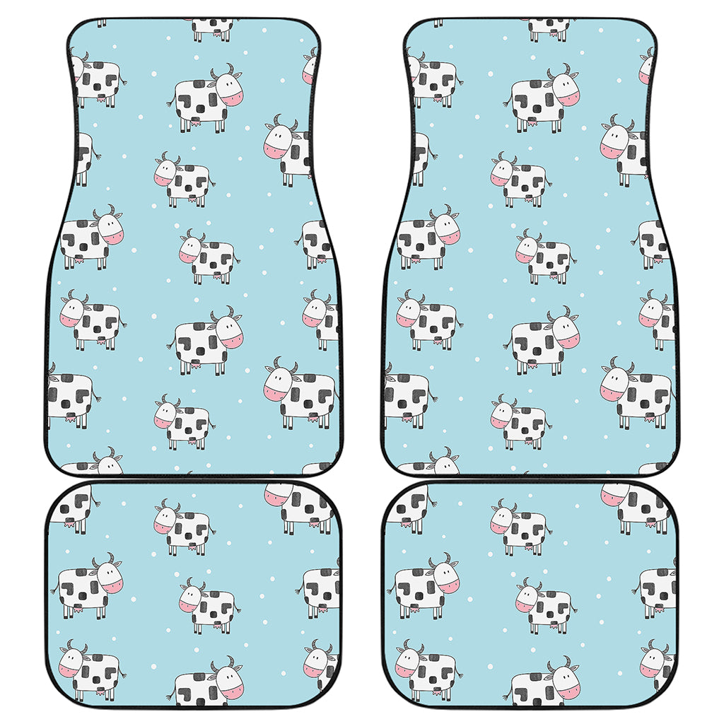Doodle Cow Pattern Print Front and Back Car Floor Mats