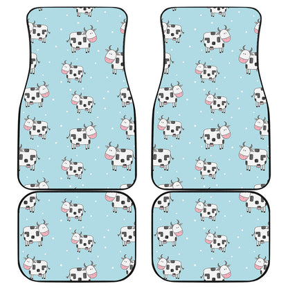 Doodle Cow Pattern Print Front and Back Car Floor Mats