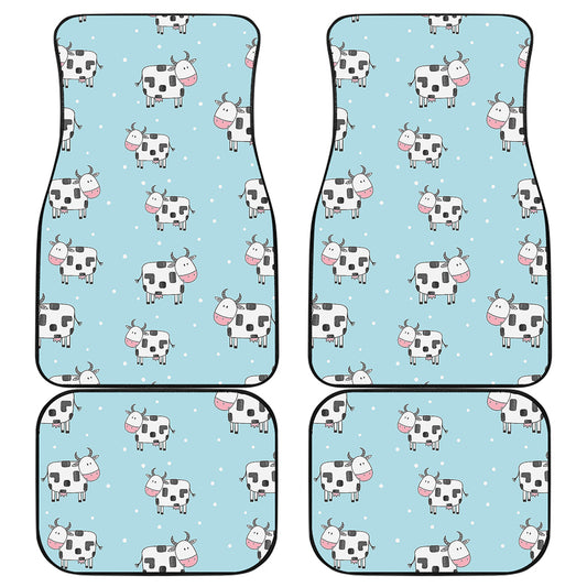 Doodle Cow Pattern Print Front and Back Car Floor Mats