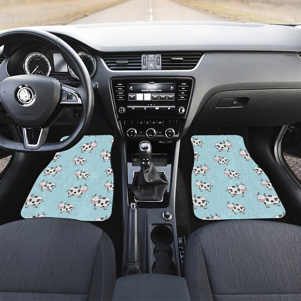 Doodle Cow Pattern Print Front and Back Car Floor Mats