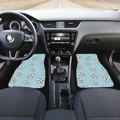 Doodle Cow Pattern Print Front and Back Car Floor Mats