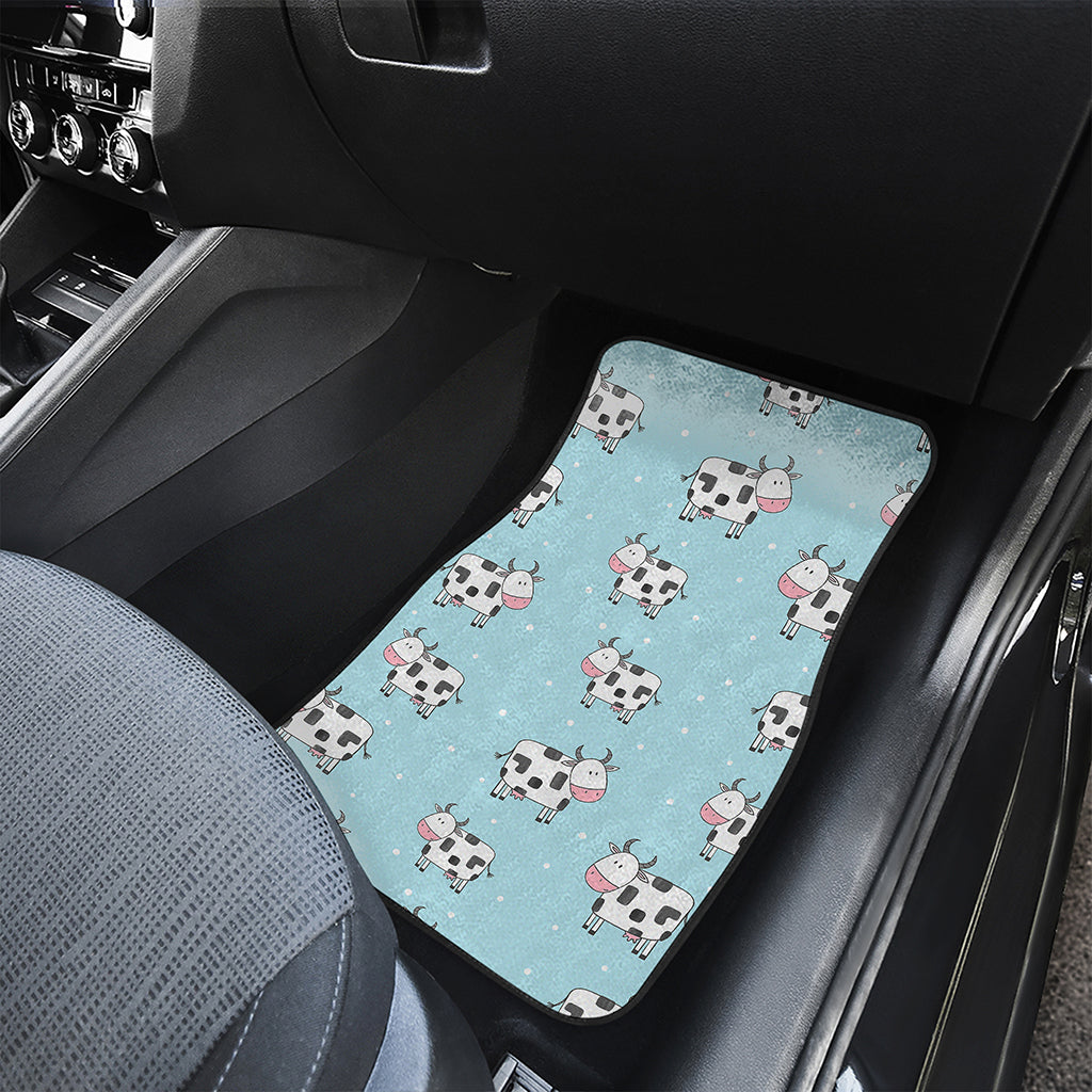 Doodle Cow Pattern Print Front and Back Car Floor Mats