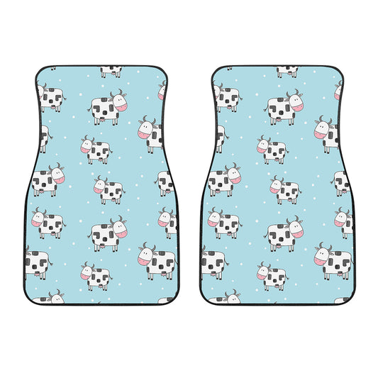 Doodle Cow Pattern Print Front Car Floor Mats