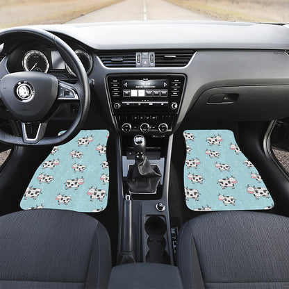 Doodle Cow Pattern Print Front Car Floor Mats