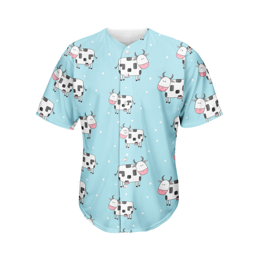 Doodle Cow Pattern Print Men's Baseball Jersey