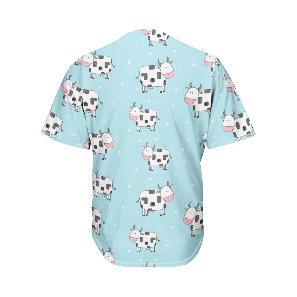 Doodle Cow Pattern Print Men's Baseball Jersey