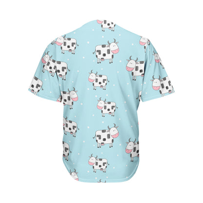 Doodle Cow Pattern Print Men's Baseball Jersey