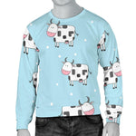 Doodle Cow Pattern Print Men's Crewneck Sweatshirt GearFrost