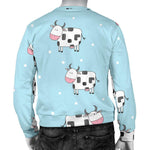 Doodle Cow Pattern Print Men's Crewneck Sweatshirt GearFrost