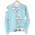 Doodle Cow Pattern Print Men's Crewneck Sweatshirt