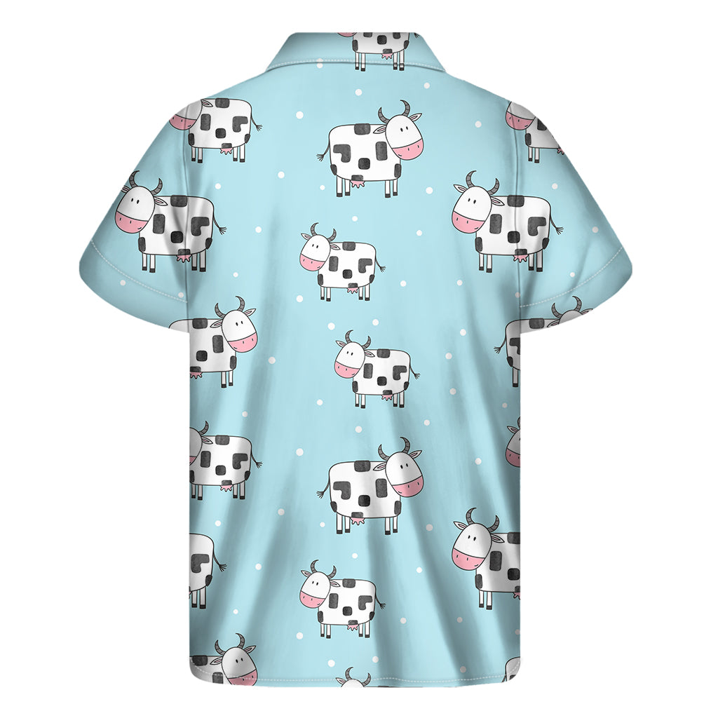 Doodle Cow Pattern Print Men's Short Sleeve Shirt