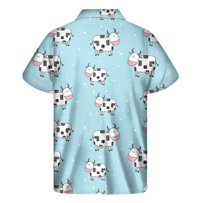 Doodle Cow Pattern Print Men's Short Sleeve Shirt