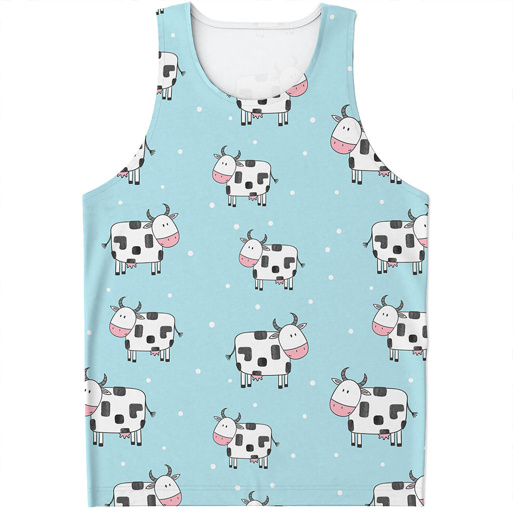 Doodle Cow Pattern Print Men's Tank Top
