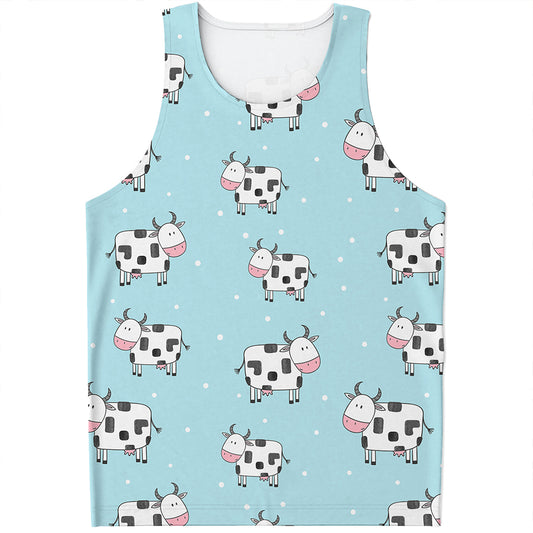 Doodle Cow Pattern Print Men's Tank Top