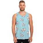 Doodle Cow Pattern Print Men's Tank Top