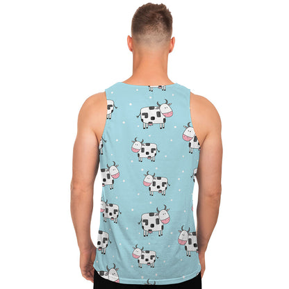 Doodle Cow Pattern Print Men's Tank Top