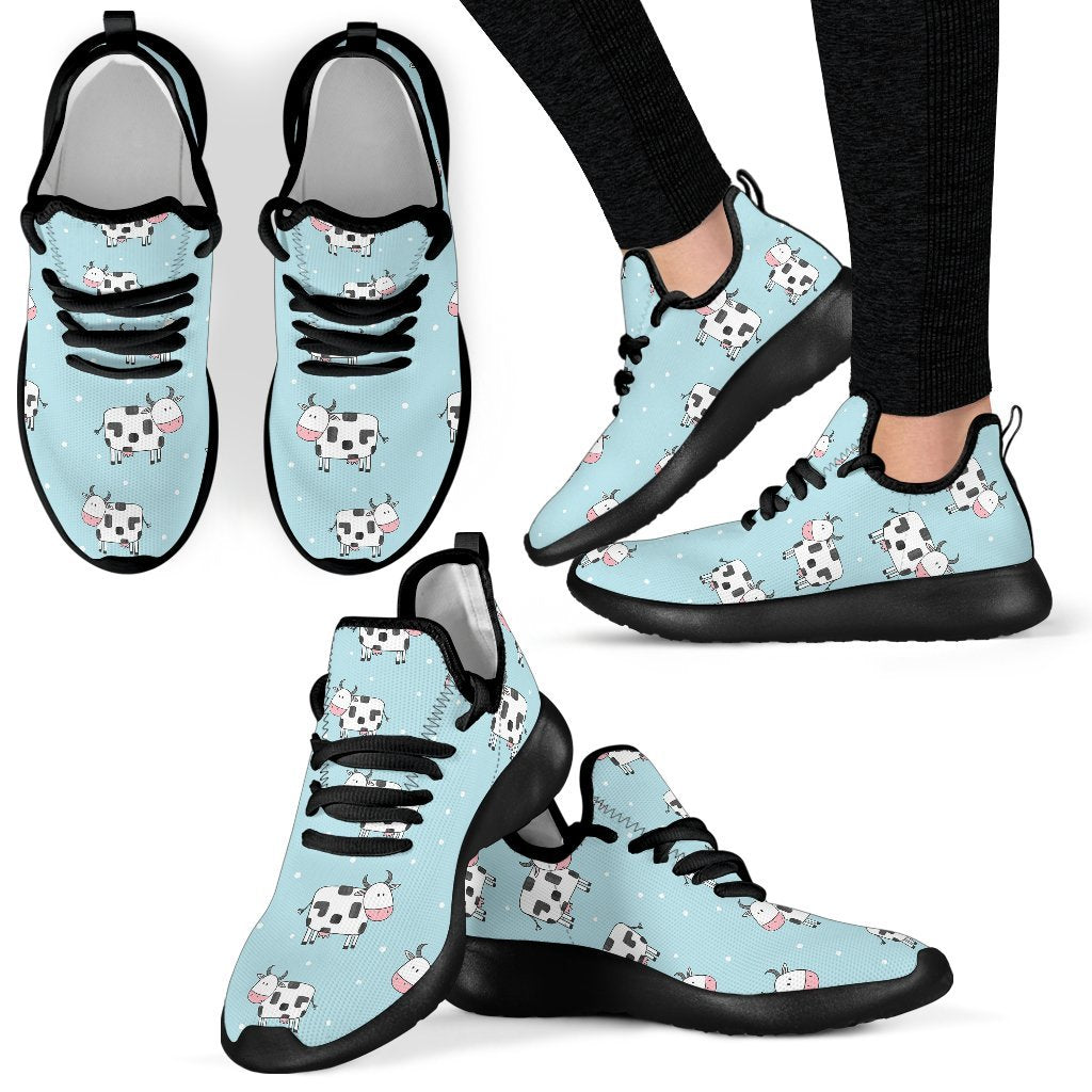 Doodle Cow Pattern Print Mesh Knit Shoes GearFrost