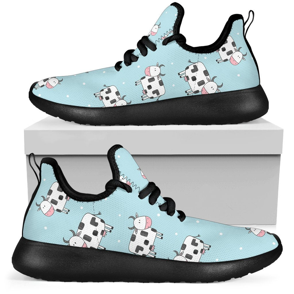 Doodle Cow Pattern Print Mesh Knit Shoes GearFrost