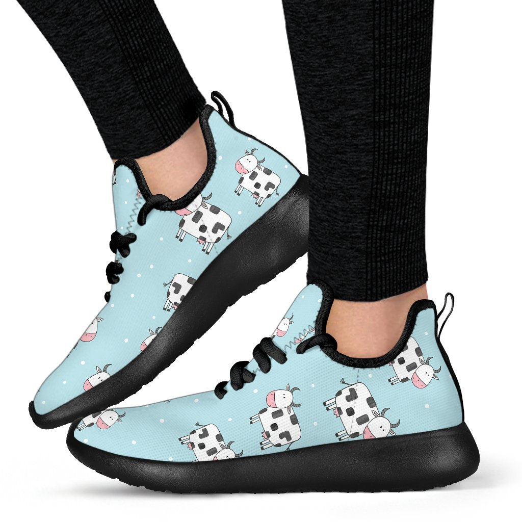 Doodle Cow Pattern Print Mesh Knit Shoes GearFrost