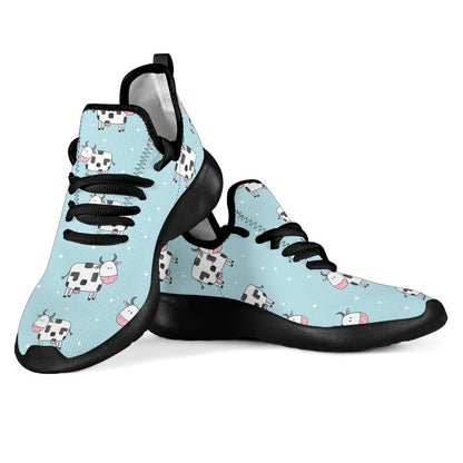 Doodle Cow Pattern Print Mesh Knit Shoes GearFrost