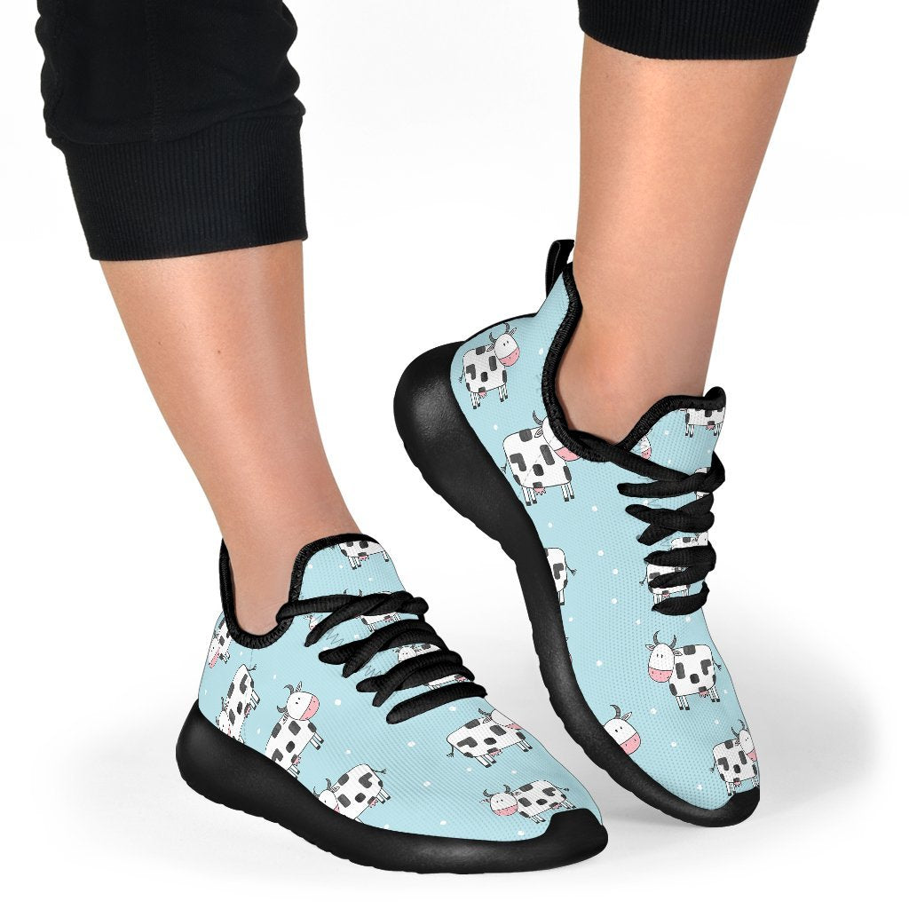 Doodle Cow Pattern Print Mesh Knit Shoes GearFrost