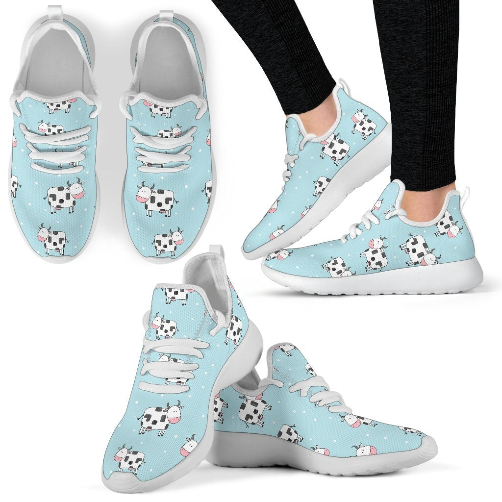 Doodle Cow Pattern Print Mesh Knit Shoes GearFrost