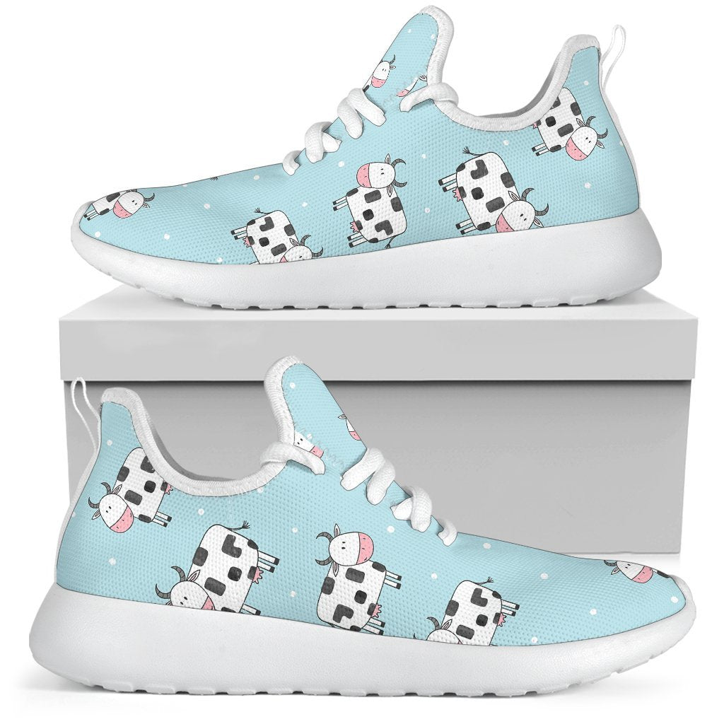 Doodle Cow Pattern Print Mesh Knit Shoes GearFrost