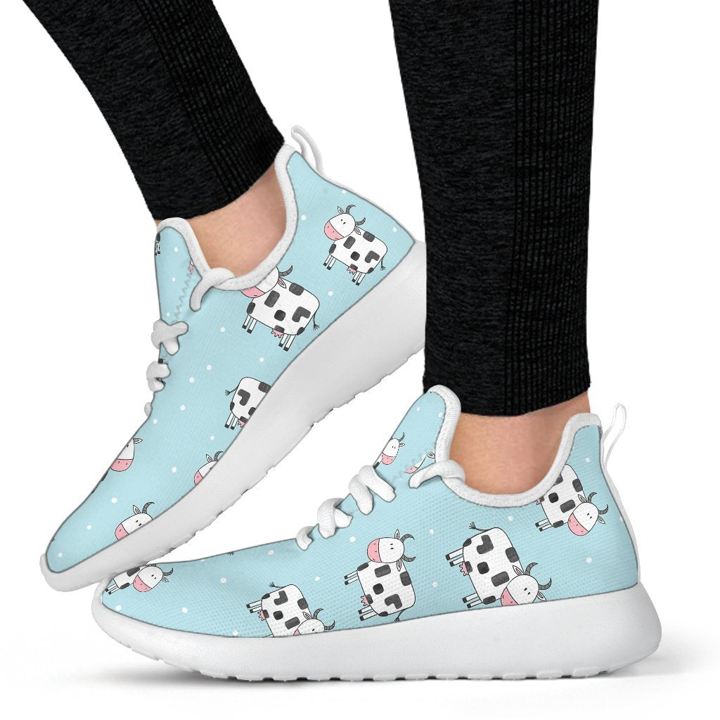Doodle Cow Pattern Print Mesh Knit Shoes GearFrost