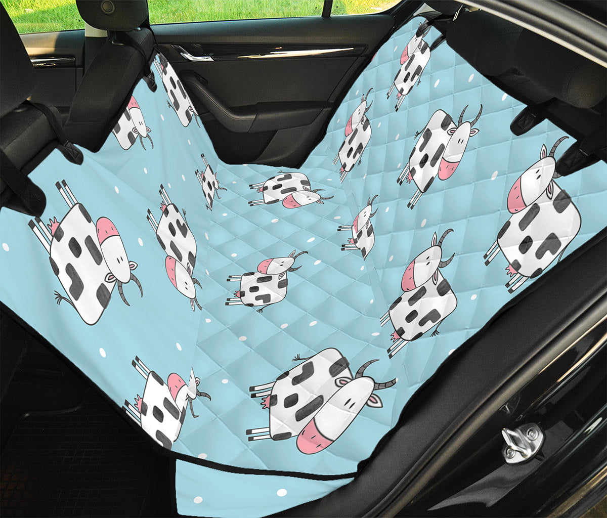 Doodle Cow Pattern Print Pet Car Back Seat Cover