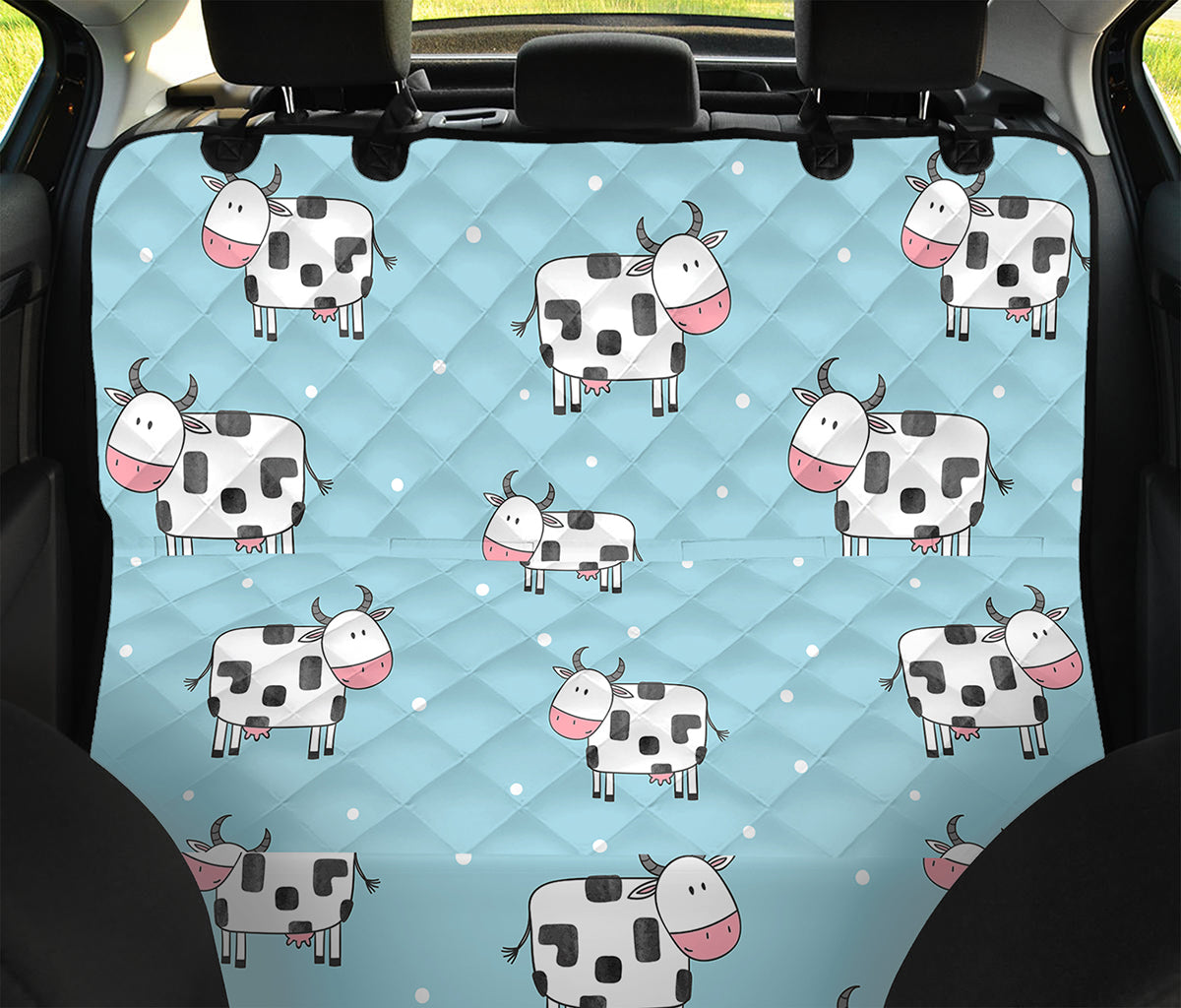 Doodle Cow Pattern Print Pet Car Back Seat Cover