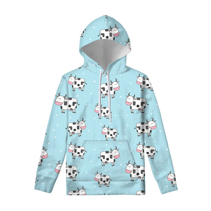 Doodle Cow Pattern Print Pullover Hoodie