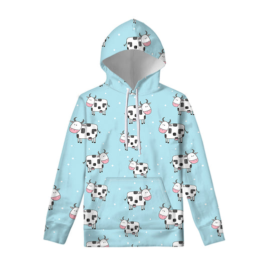 Doodle Cow Pattern Print Pullover Hoodie