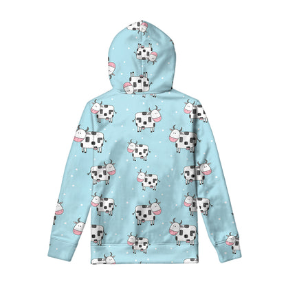 Doodle Cow Pattern Print Pullover Hoodie