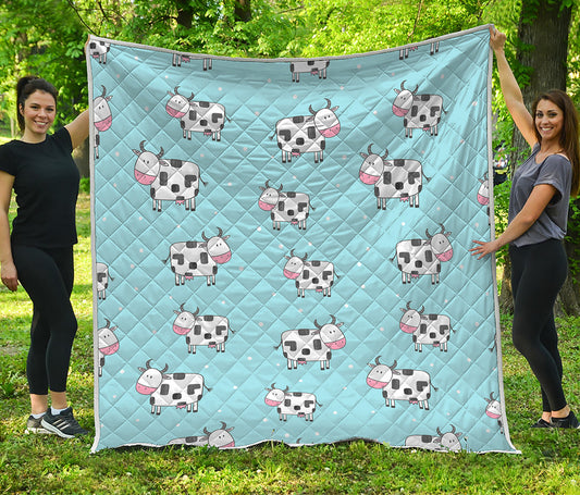 Doodle Cow Pattern Print Quilt