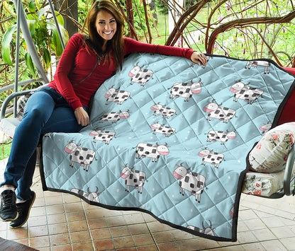 Doodle Cow Pattern Print Quilt