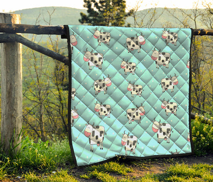 Doodle Cow Pattern Print Quilt