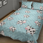 Doodle Cow Pattern Print Quilt Bed Set